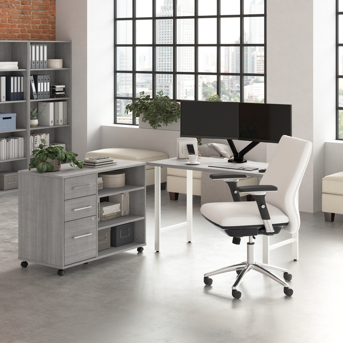 Hustle 48W x 24D Computer Desk and Storage Cabinet with Drawers and Shelves