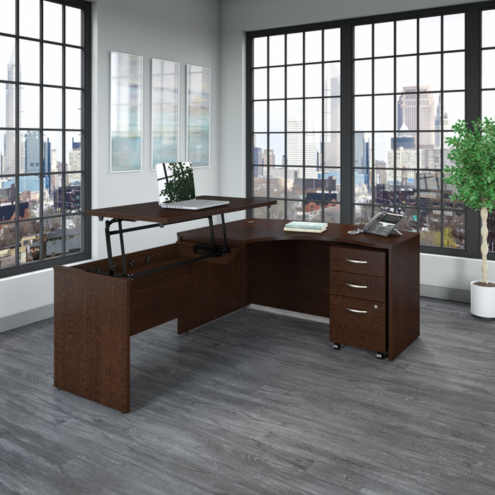 Series C 60W x 43D Left Hand 3 Position Sit to Stand L Shaped Desk with Mobile File Cabinet