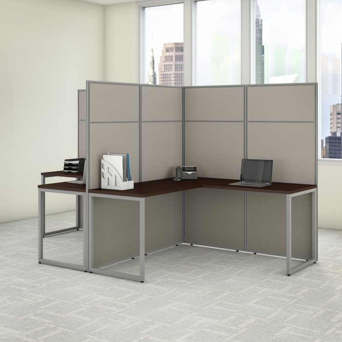 Easy Office 60W 2 Person L Shaped Cubicle Desk Workstation with 66H Panels