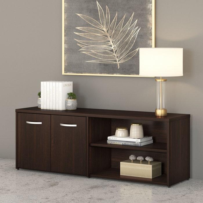 Studio C Low Storage Cabinet with Doors and Shelves