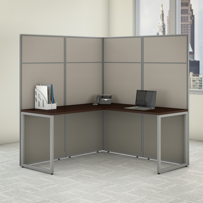 Easy Office 60W L Shaped Cubicle Desk Workstation with 66H Panels