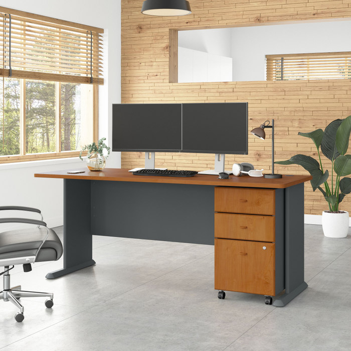 Series A 72W Desk with Mobile File Cabinet