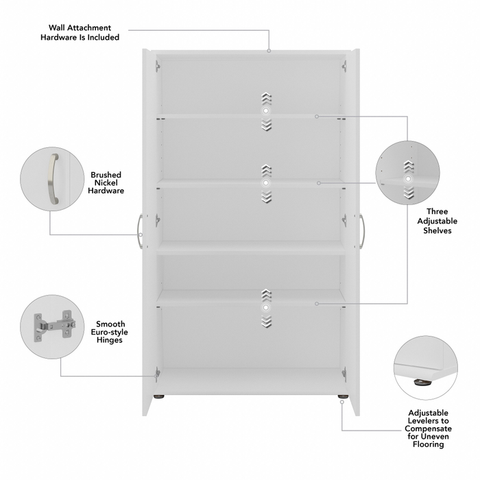 Universal Tall Storage Cabinet with Doors and Shelves