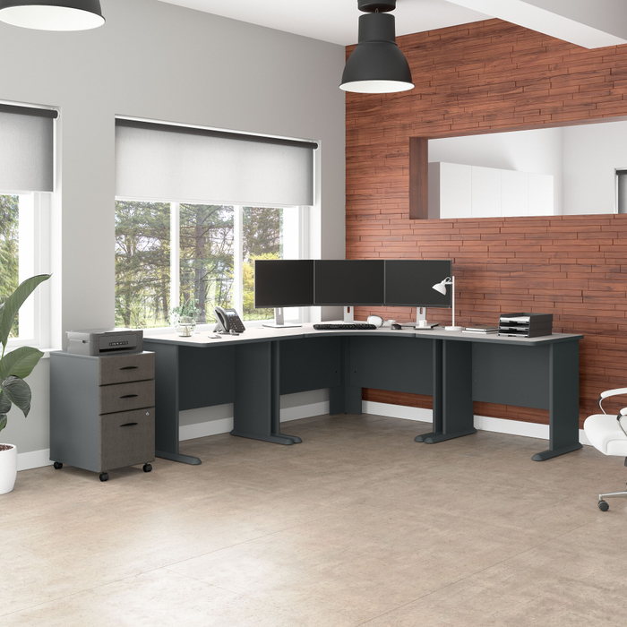 Series A 84W x 84D Corner Desk with Mobile File Cabinet