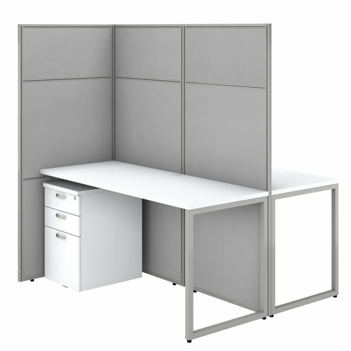 Easy Office 60W 2 Person Cubicle Desk with File Cabinets and 66H Panels