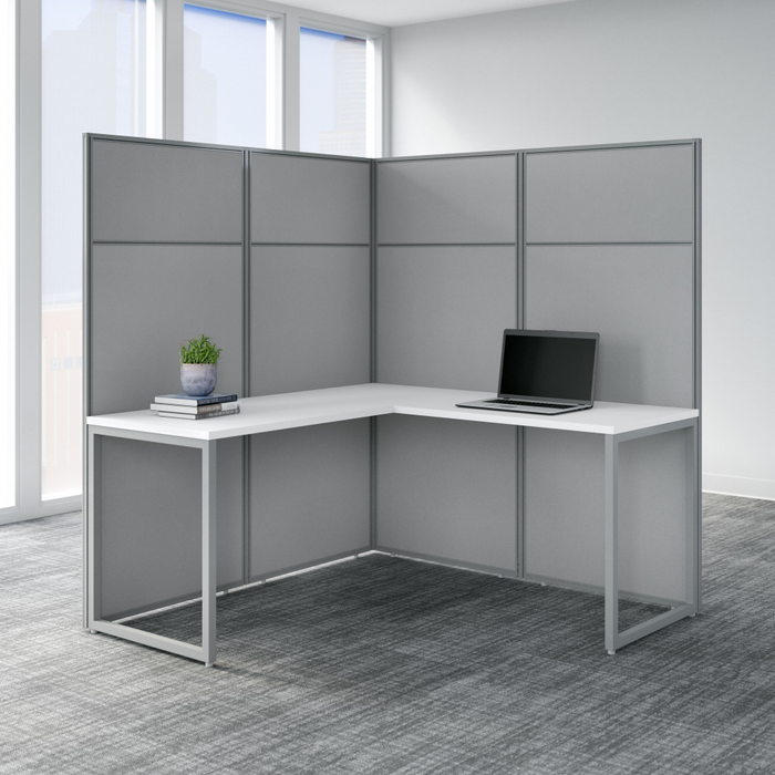 Easy Office 60W L Shaped Cubicle Desk Workstation with 66H Panels