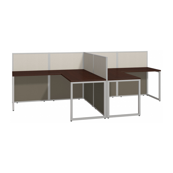 Easy Office 60W 2 Person L Shaped Cubicle Desk Workstation with 45H Panels
