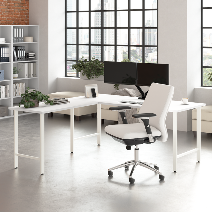 Hustle 72W x 30D L Shaped Computer Desk with Metal Legs