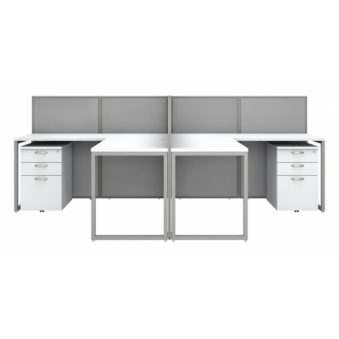 Easy Office 60W 4 Person L Shaped Cubicle Desk with Drawers and 45H Panels