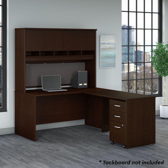 Series C 60W L Shaped Desk with Hutch and Mobile File Cabinet