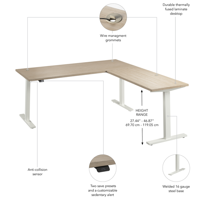 Move 60 Series 72W Height Adjustable L Shaped Standing Desk