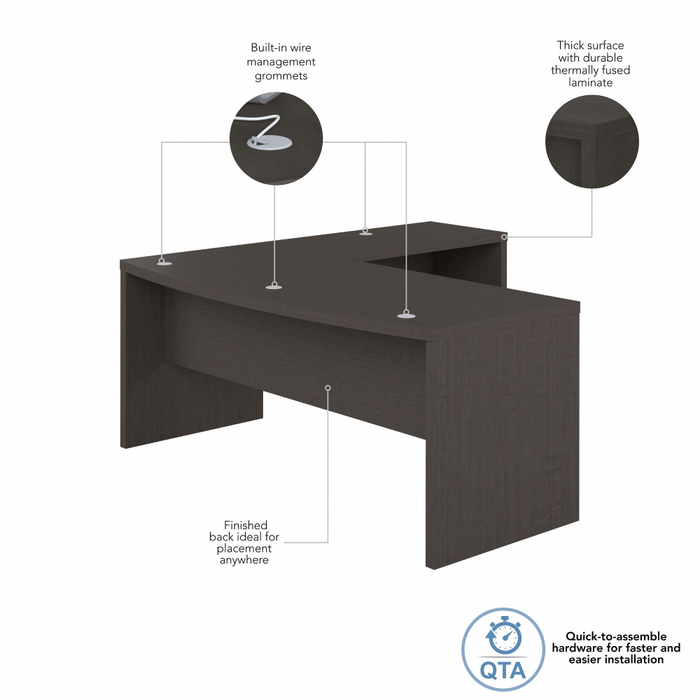 Echo 72W Bow Front L Shaped Desk