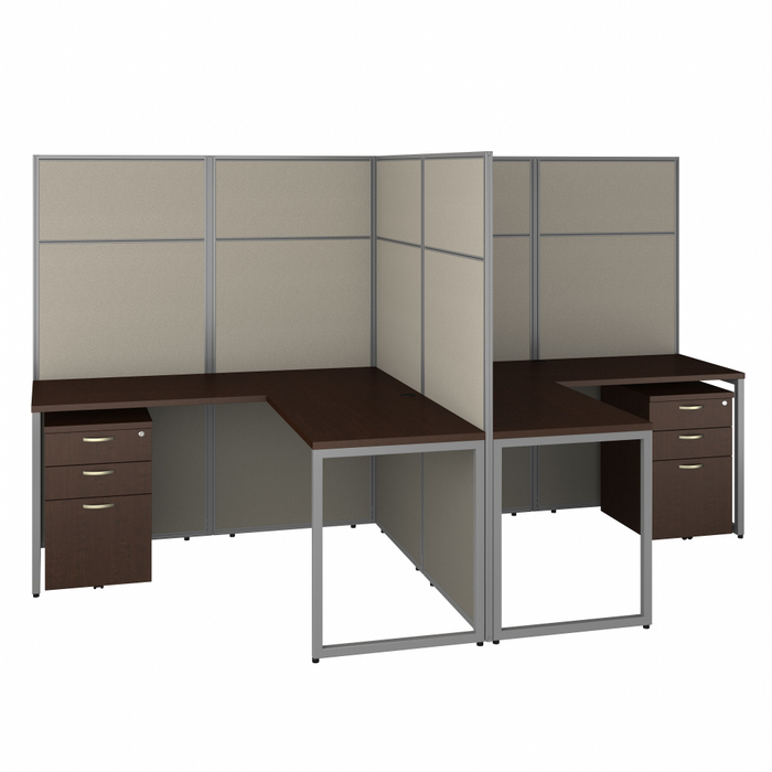 Easy Office 60-inch 2 Person L Shaped Cubicle Desk with Drawers and Tall Panels