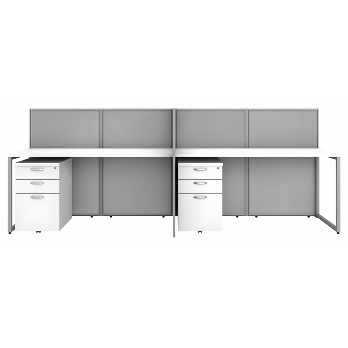 Easy Office 60-inch 4 Person Cubicle Desk with Drawers and Low Panels