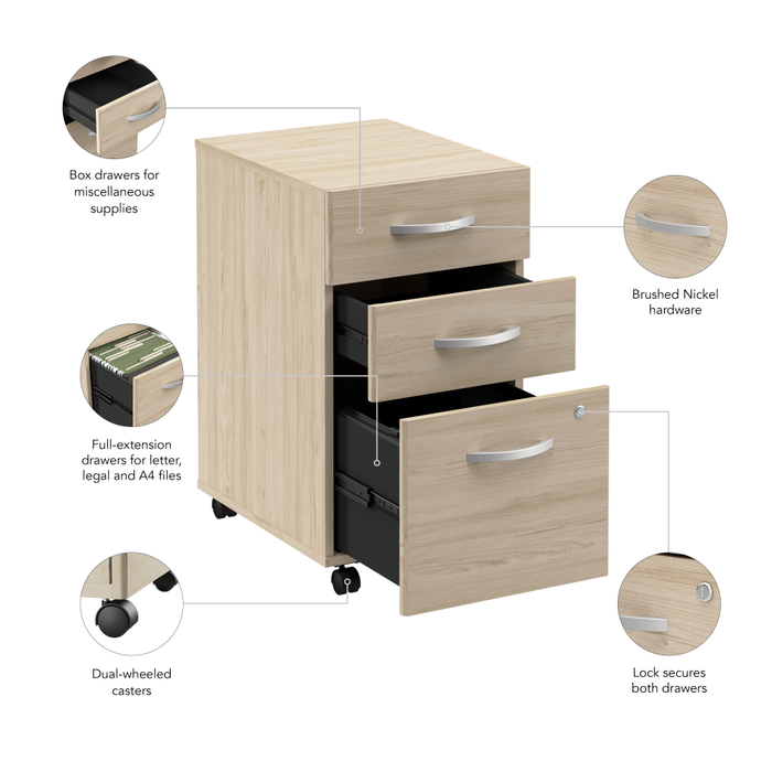 Arrive 3 Drawer Mobile File Cabinet - Assembled