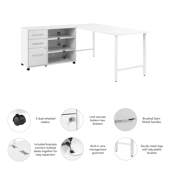 Hustle 72W x 30D Computer Desk and Storage Cabinet with Drawers and Shelves