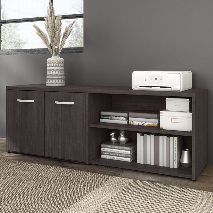 Hybrid Low Storage Cabinet with Doors and Shelves