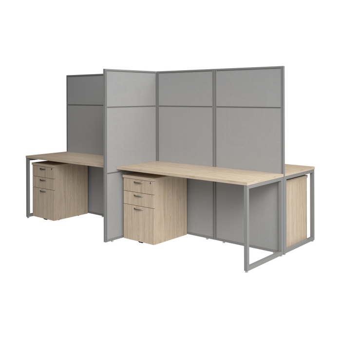 Easy Office 60W 4 Person Cubicle Desk with File Cabinets and 66H Panels