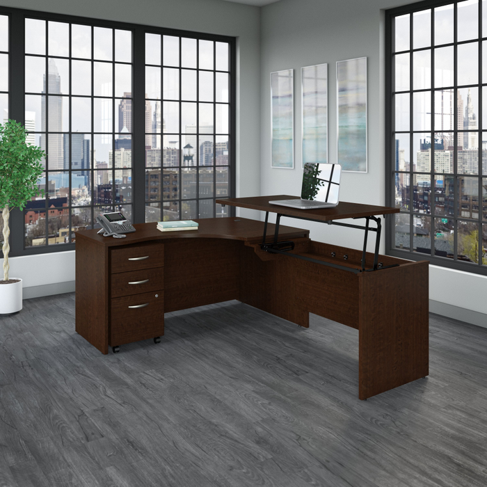 Series C 60W x 43D Right Hand 3 Position Sit to Stand L Shaped Desk with Mobile File Cabinet