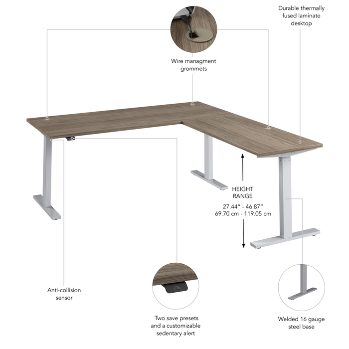 Move 60 Series 72W Height Adjustable L Shaped Standing Desk