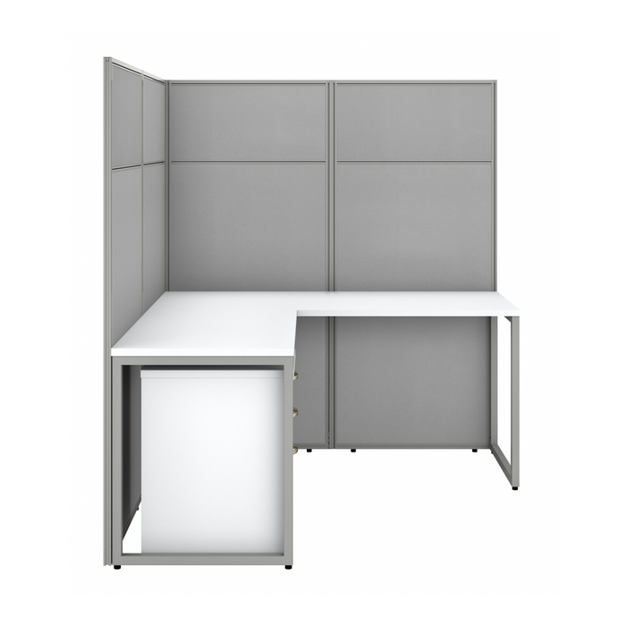 Easy Office 60-inch 2 Person L Shaped Cubicle Desk with Drawers and Tall Panels