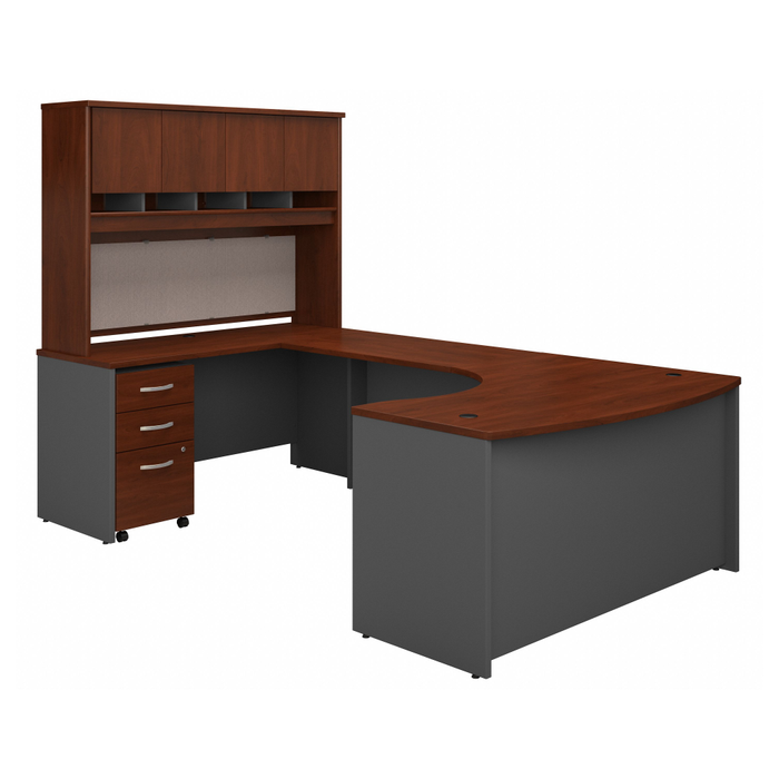 Series C 60W Left Handed Bow Front U Shaped Desk with Hutch and Storage