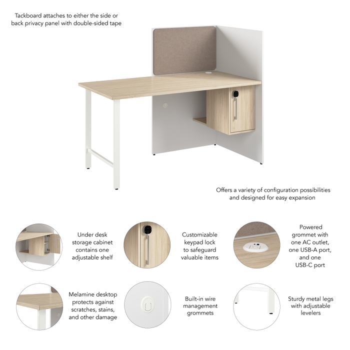 Hustle 60-inch Cubicle Desk for Office with Locking Storage Cabinet