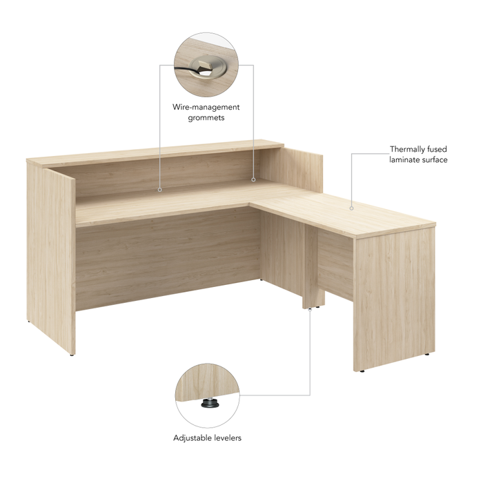 Arrive 72W x 72D L Shaped Reception Desk with Shelf