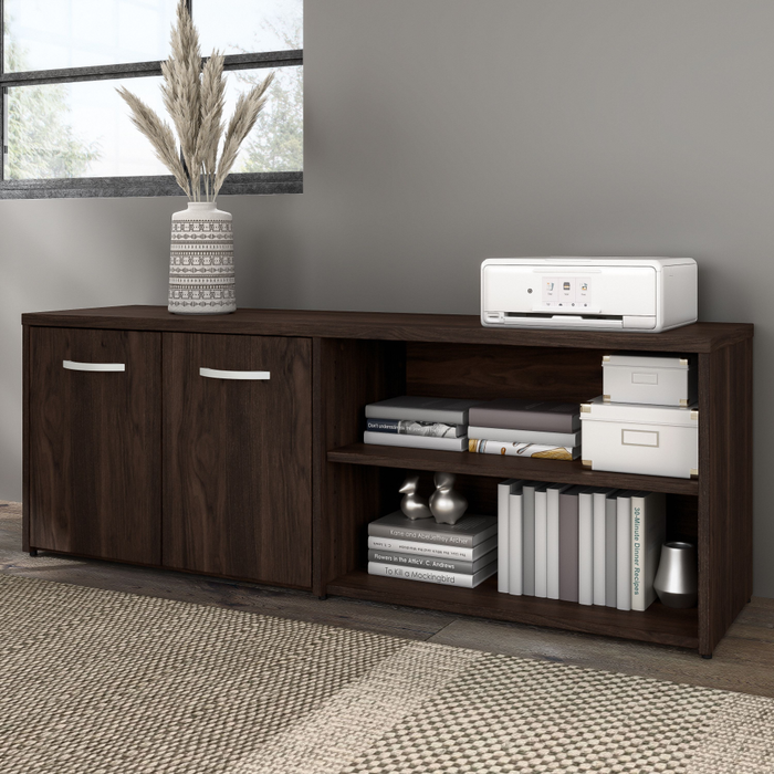 Hybrid Low Storage Cabinet with Doors and Shelves