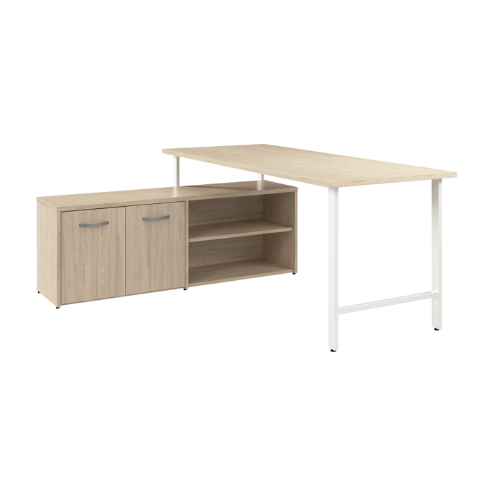 Hustle 72W x 30D Computer Desk and Low Storage Cabinet with Doors and Shelves