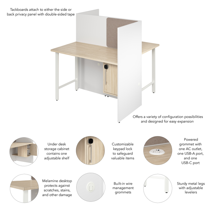 Hustle 48-inch 2 Person Office Cubicles with Locking Storage Cabinet