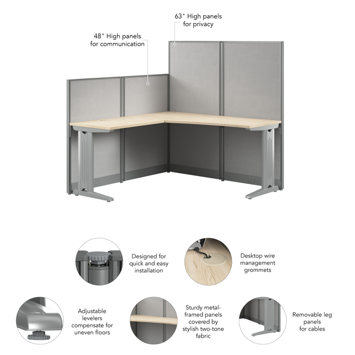 Office in an Hour 65-inch L Shaped Cubicle Desk