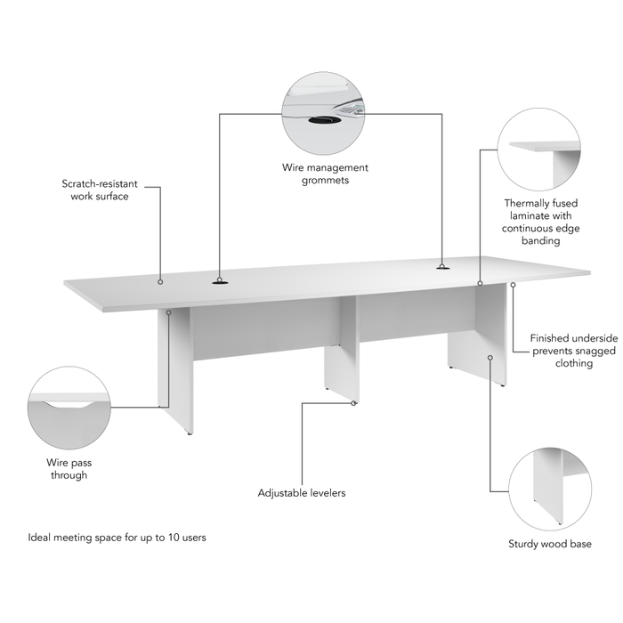 120-inch Office Conference Table with Wood Base