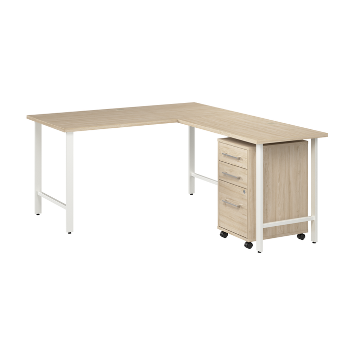 Hustle 60W x 30D L Shaped Computer Desk with 3 Drawer Mobile File Cabinet