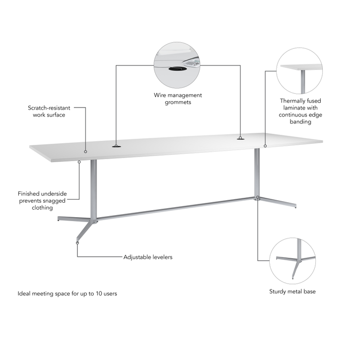 120-inch Office Conference Table with Metal Base
