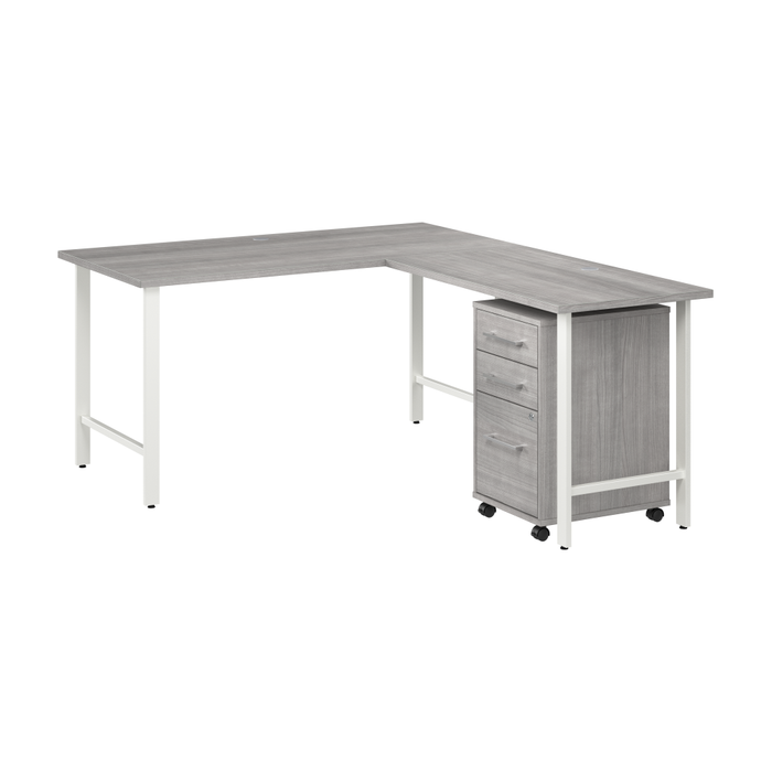 Hustle 60W x 30D L Shaped Computer Desk with 3 Drawer Mobile File Cabinet