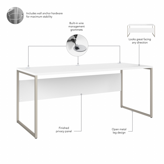 Hybrid 72W x 30D Computer Table Desk with Metal Legs