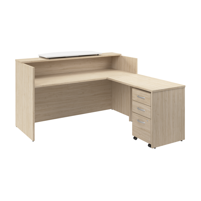 Arrive 72W x 72D L Shaped Reception Desk with Counter and Mobile File Cabinet