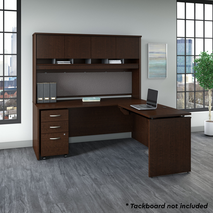 Series C 72W x 30D 3 Position Sit to Stand L Shaped Desk with Hutch and Mobile File Cabinet