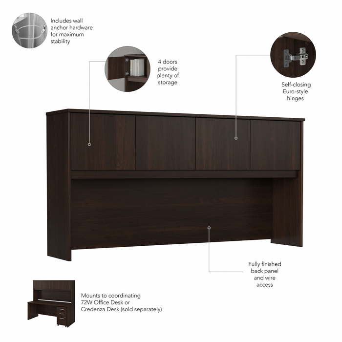 Studio C 72W x 30D Office Desk with Hutch and Mobile File Cabinet