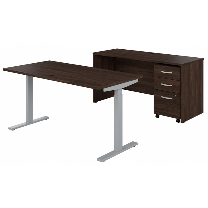 Studio C 60W x 30D Height Adjustable Standing Desk, Credenza and Mobile File Cabinet