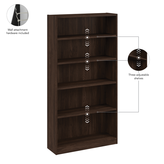 Vista Tall 5 Shelf Bookcase