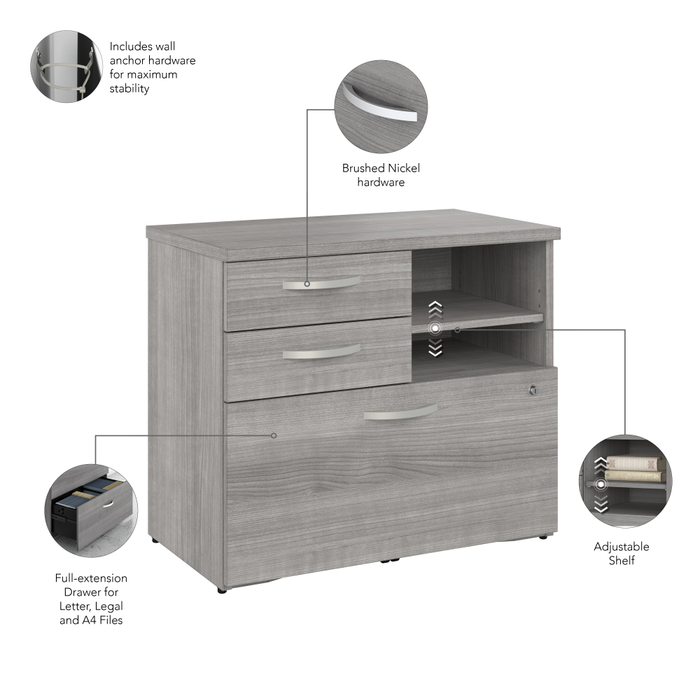 Hybrid Office Storage Cabinet with Drawers and Shelves