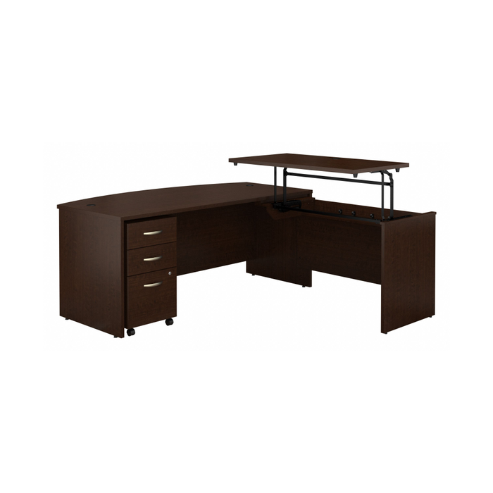 Series C 72W x 36D 3 Position Bow Front Sit to Stand L Shaped Desk with Mobile File Cabinet