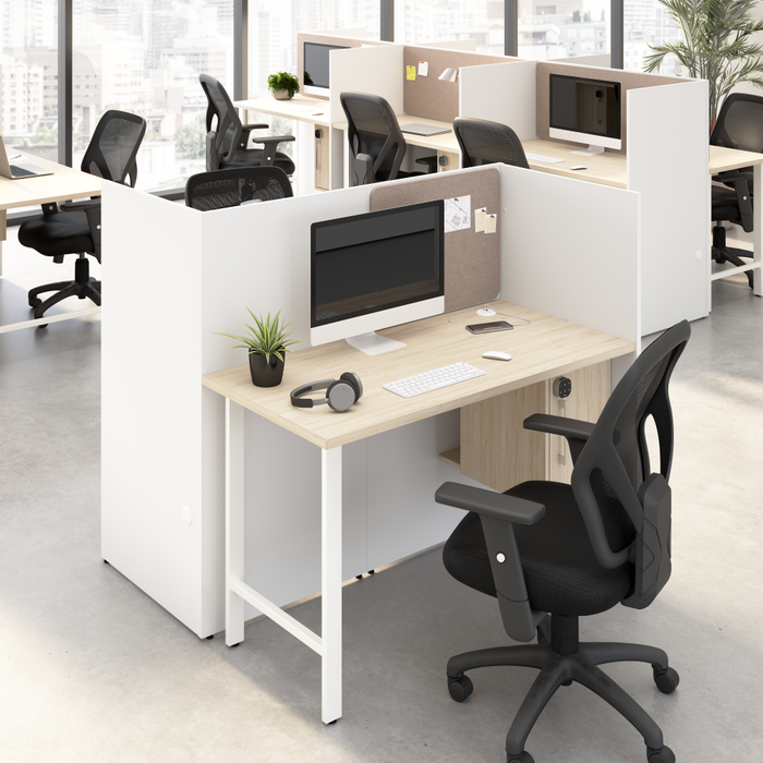 Hustle 60-inch Cubicle Desk for Office with Locking Storage Cabinet