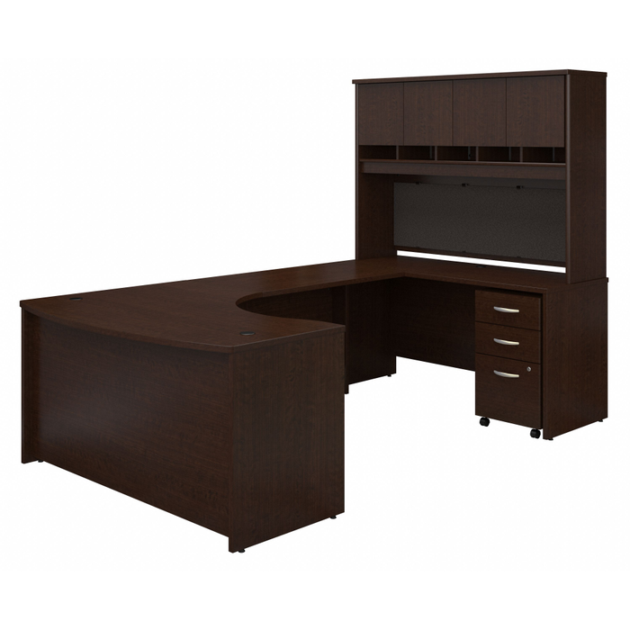 Series C 60W Right Handed Bow Front U Shaped Desk with Hutch and Storage
