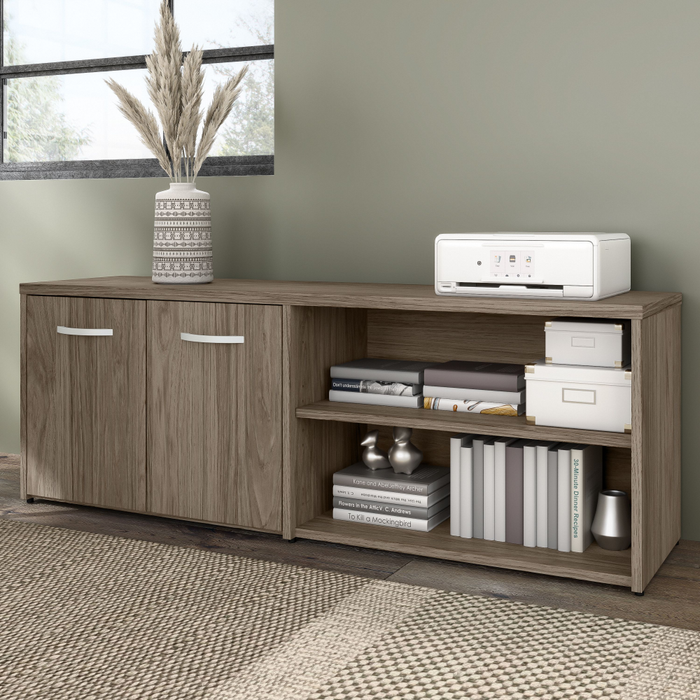 Hybrid Low Storage Cabinet with Doors and Shelves