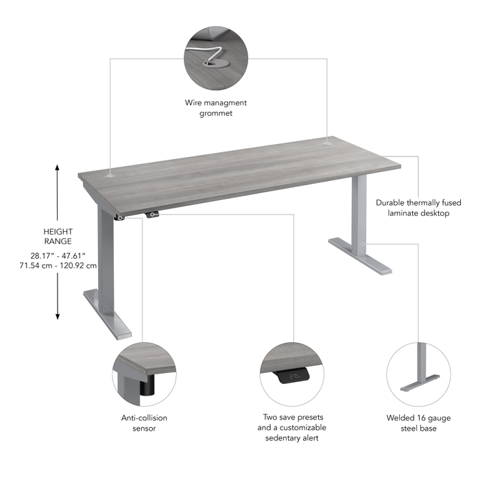 Move 40 Series 72W x 30D Electric Height Adjustable Standing Desk