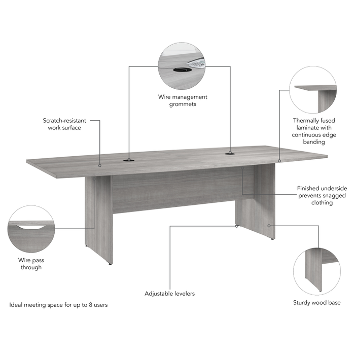 96-inch Office Conference Table with Wood Base