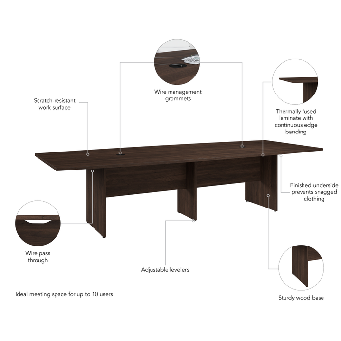 120-inch Office Conference Table with Wood Base